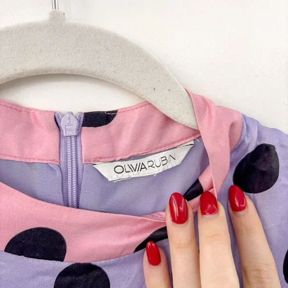 Olivia Rubin Marley Dress Silk Polka Dot Long Sleeve - Picture 8 of 13